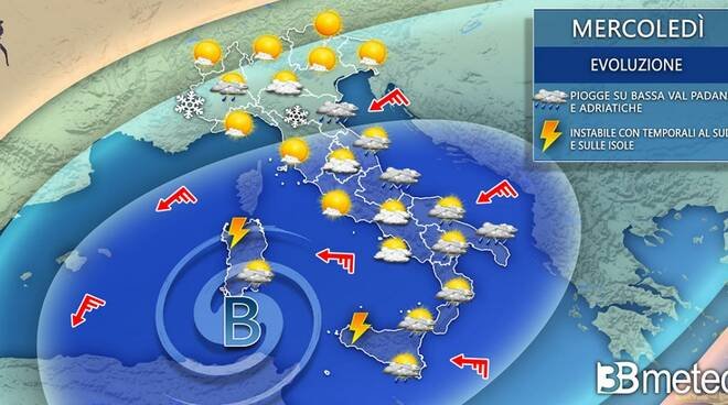 meteo-mercoledi:-prossimi-giorni-ciclonici-e-freddi-con-piogge,-temporali-e-neve-su-alcune-regioni.-ecco-quali